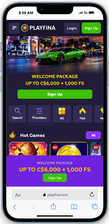 playfina mobile casino view