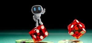 Casino bot standing on dice