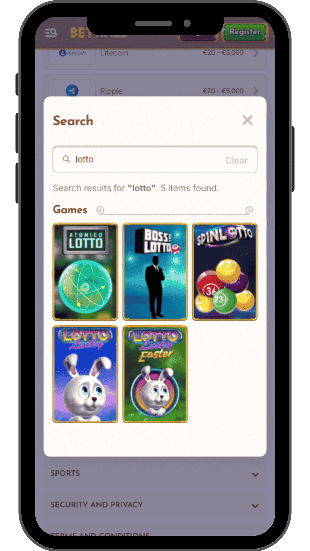 bethall casino mobile lottery