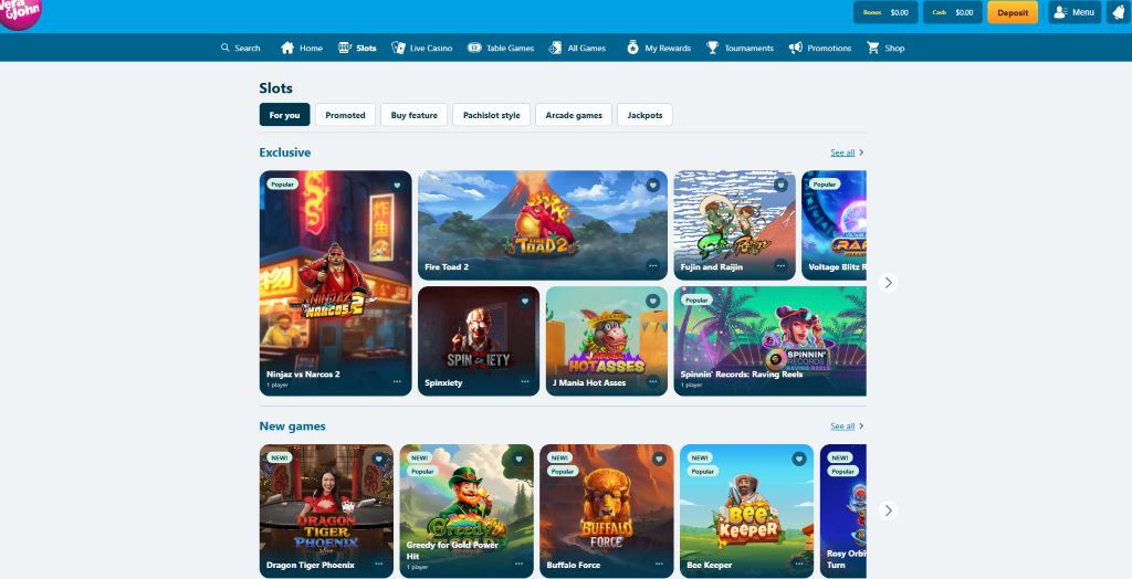 Vera&John Casino Games Libary