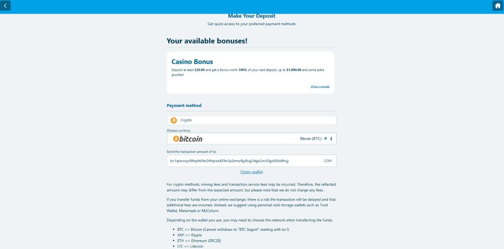 Vera&John Casino Payment methods