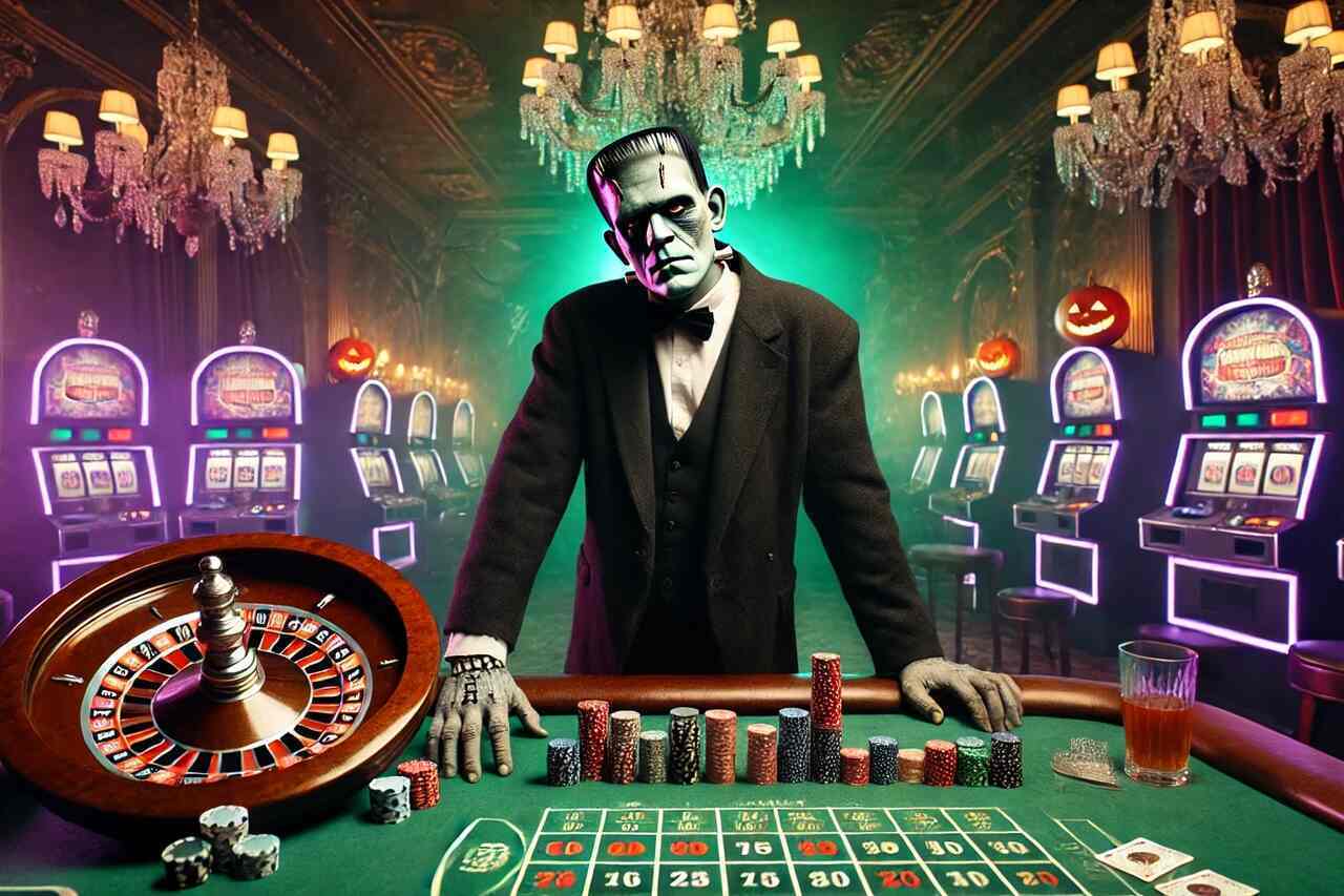 Frankenstein-as-roulette-dealer - halloween