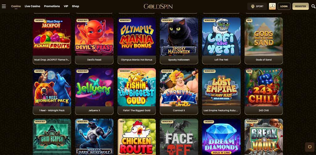 GoldSpin Casino Lobby