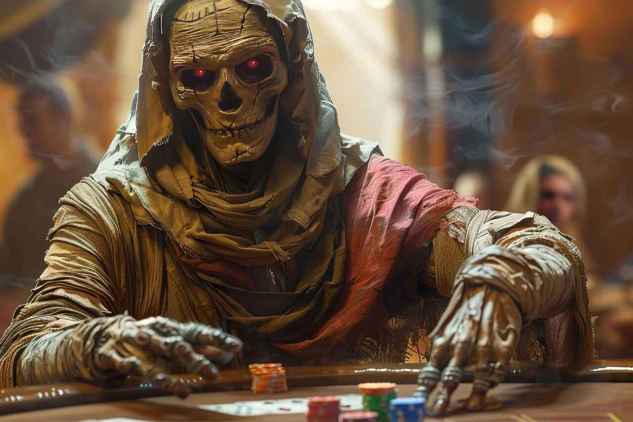 Mummy as a casino dealer - Halloween
