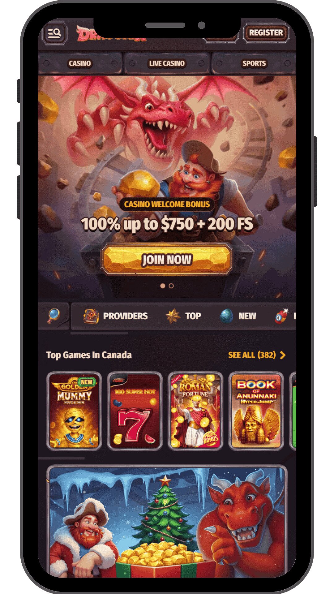 Dragonia Casino mobile view