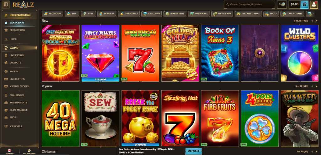 Realz Casino Games Library