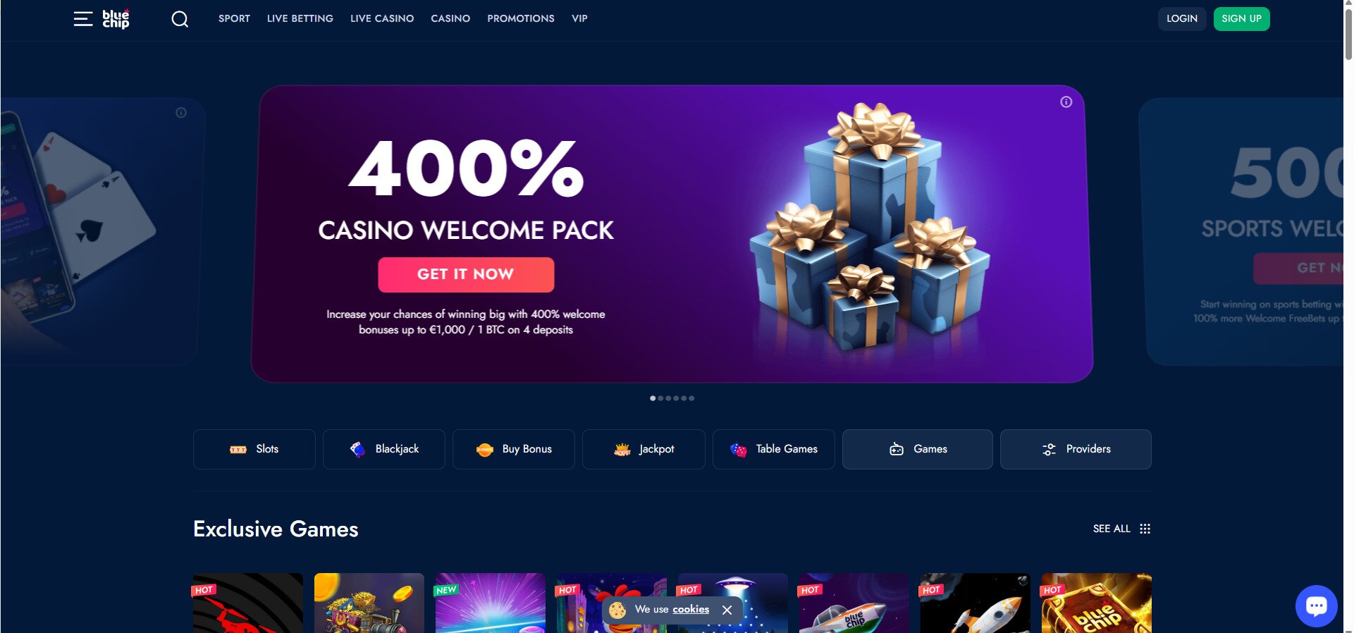 BlueChip Casino homepage