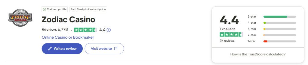 Zodiac trustpilot proof screenshot