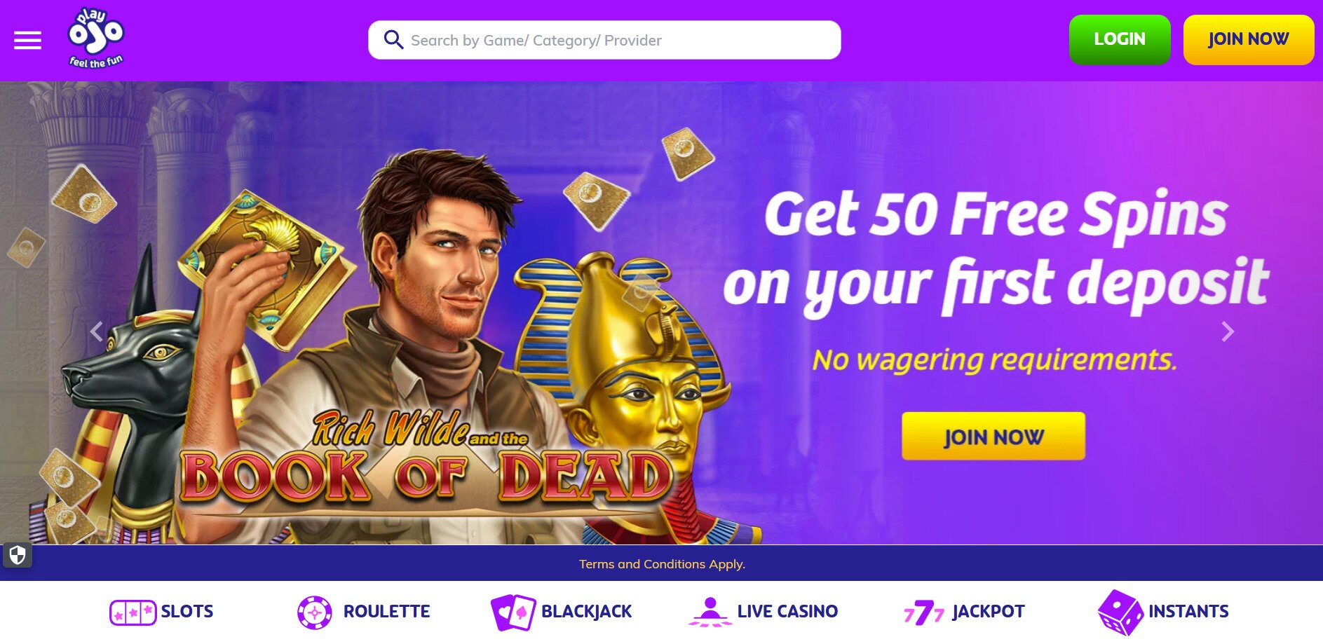 PlayOjo-Casino-gaming-lobby