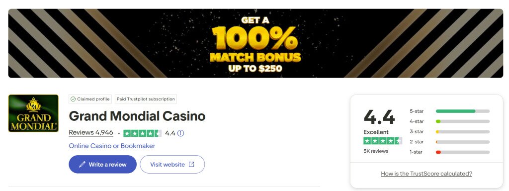 grand mondial casino canadian trustpilot review score
