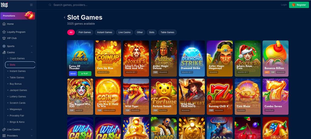 BlueChip Slots Lobby