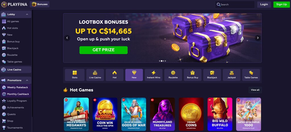 Playfina Games lobby