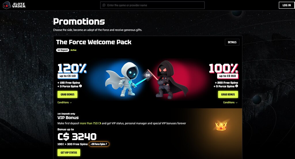 Slotsvader promotions page