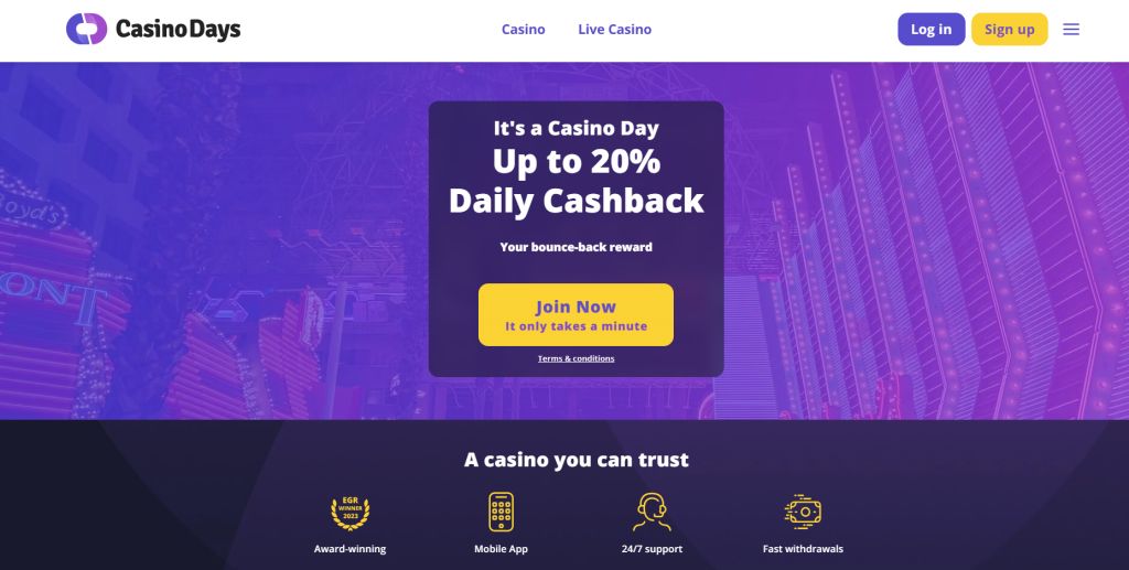 Casino Days Lobby Screen