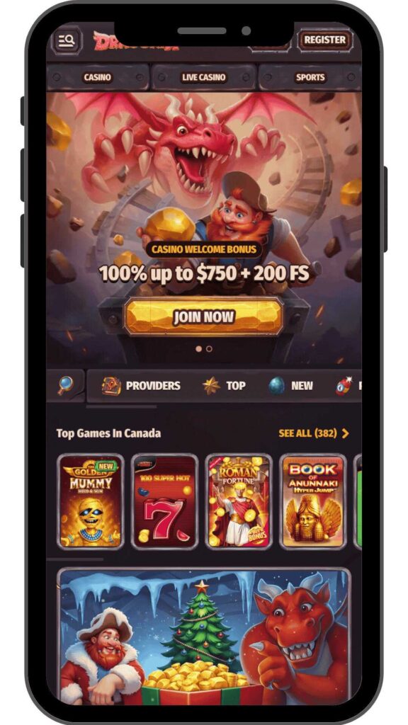 Dragonia Casino mobile lobby