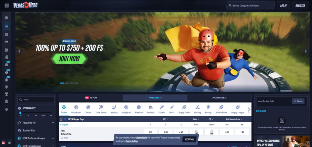 vegashero homepage