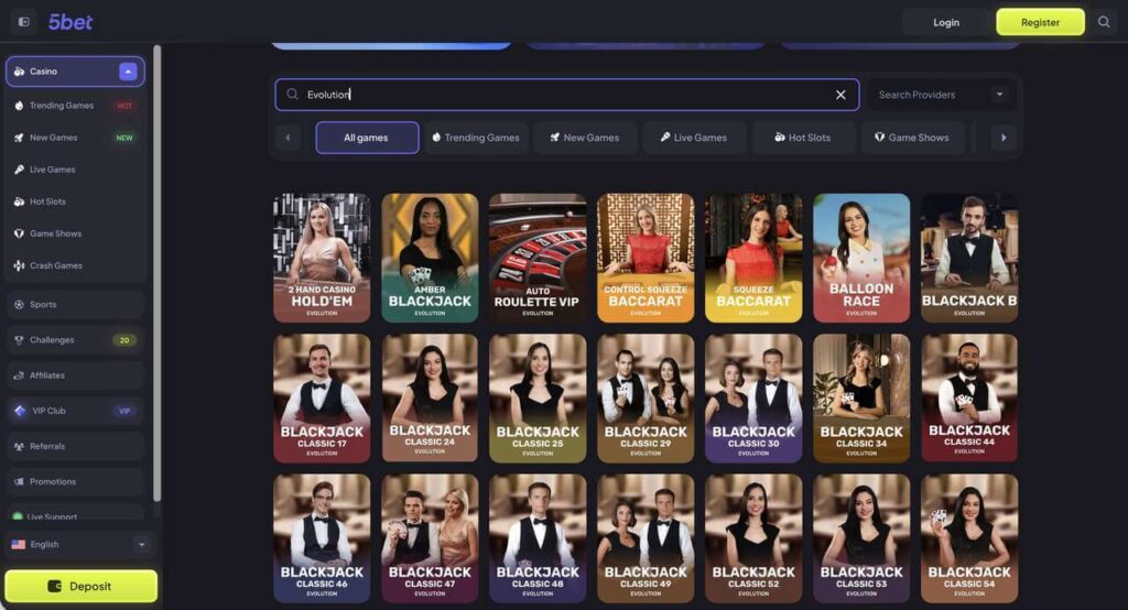 screenshot-5Bet-Casino-Evolution-Games-selection