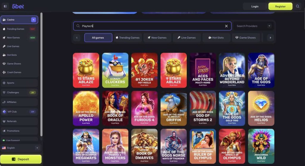 screenshot-displaying-5Bet-Casino-Playtech-Games